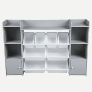 Homfa Kids Toy Organization Cubby Bookcase with 9 Bin 2 Door White Storage Organizer Bookshelf for Children Room Playroom