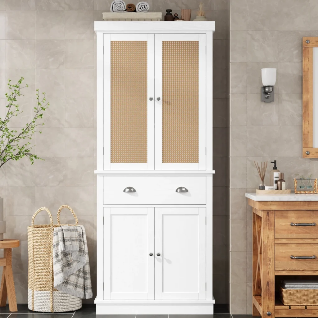 Homfa Modern 4-Drawer Floor Cabinet – Versatile White Storage β alternate angle showing full product