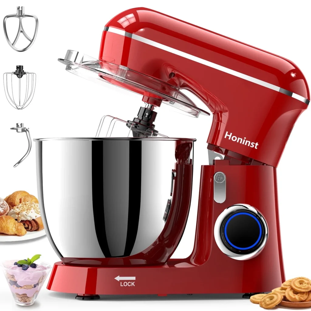 Honinst 6 5 QT Electric Stand Mixer 10 P Speeds Lightweight Tilt Head Kitchen Stand Mixer Dough Hook Whisk Beater Bowl Food Mixer Baking Cake Home Co
