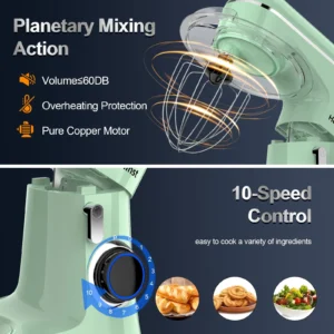 Honinst 6 5 QT Electric Stand Mixer 10 P Speeds Lightweight Tilt Head Kitchen Stand Mixer Dough Hook Whisk Beater Bowl Food Mixer Baking Cake Home Co