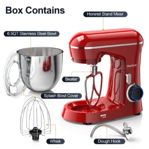 Honinst 6 5 QT Electric Stand Mixer 10 P Speeds Lightweight Tilt Head Kitchen Stand Mixer Dough Hook Whisk Beater Bowl Food Mixer Baking Cake Home Co