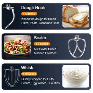 Honinst 6 5 QT Electric Stand Mixer 10 P Speeds Lightweight Tilt Head Kitchen Stand Mixer Dough Hook Whisk Beater Bowl Food Mixer Baking Cake Home Co