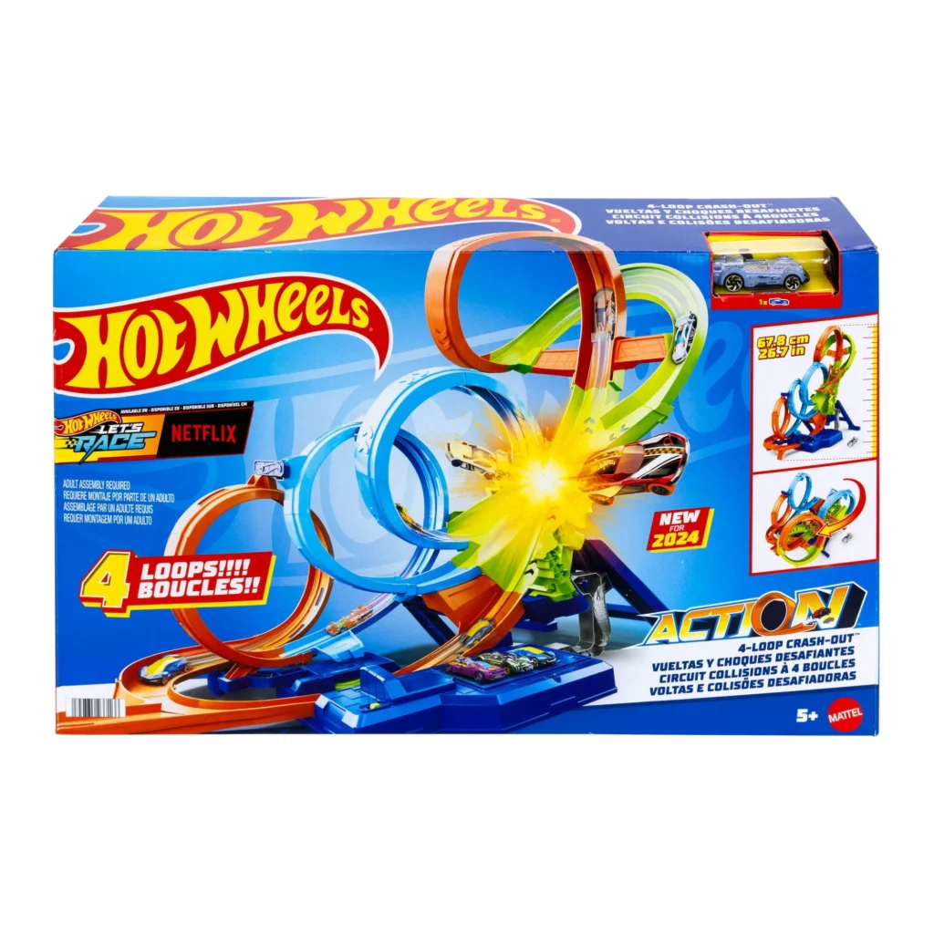 Hot Wheels 4 Loop Crash Out Track Set – Motorized Racing Thrills β close-up detail of design and finish