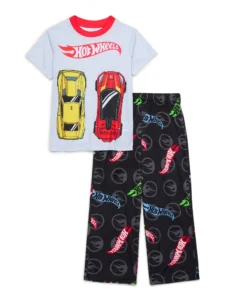 Hot Wheels Toddler Boys Short Sleeve Button Front Top and Sleep Shorts 2 Piece Sizes 2T 5T