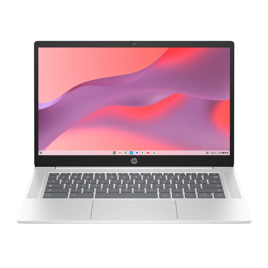 HP 14-inch x360 FHD Touch Chromebook Laptop – Intel N100 — alternate angle showing full product