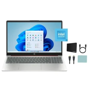 HP 15 6 inch Windows Laptop Intel Processor N200 4GB RAM 128GB UFS Silver 12 mo Microsoft 365 included