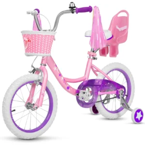 hykolity 16 inch Kid Bikes for Age 4 7 Years Old Girl Bikes in Pink Rider Height 41 53 inch with Adjustable Seat Doll Seat and Training Wheel