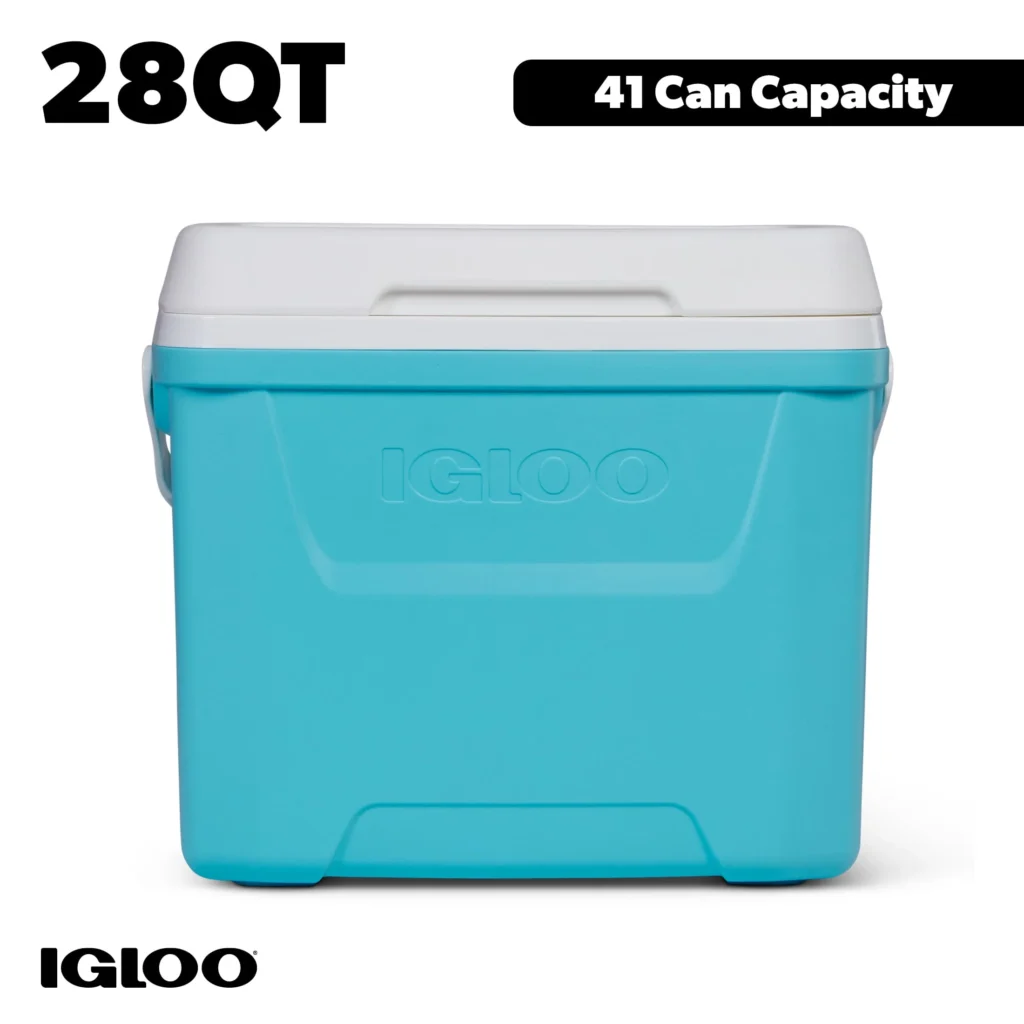 Igloo 28 QT Laguna Hard Sided Ice Chest Cooler Aqua Blue and White