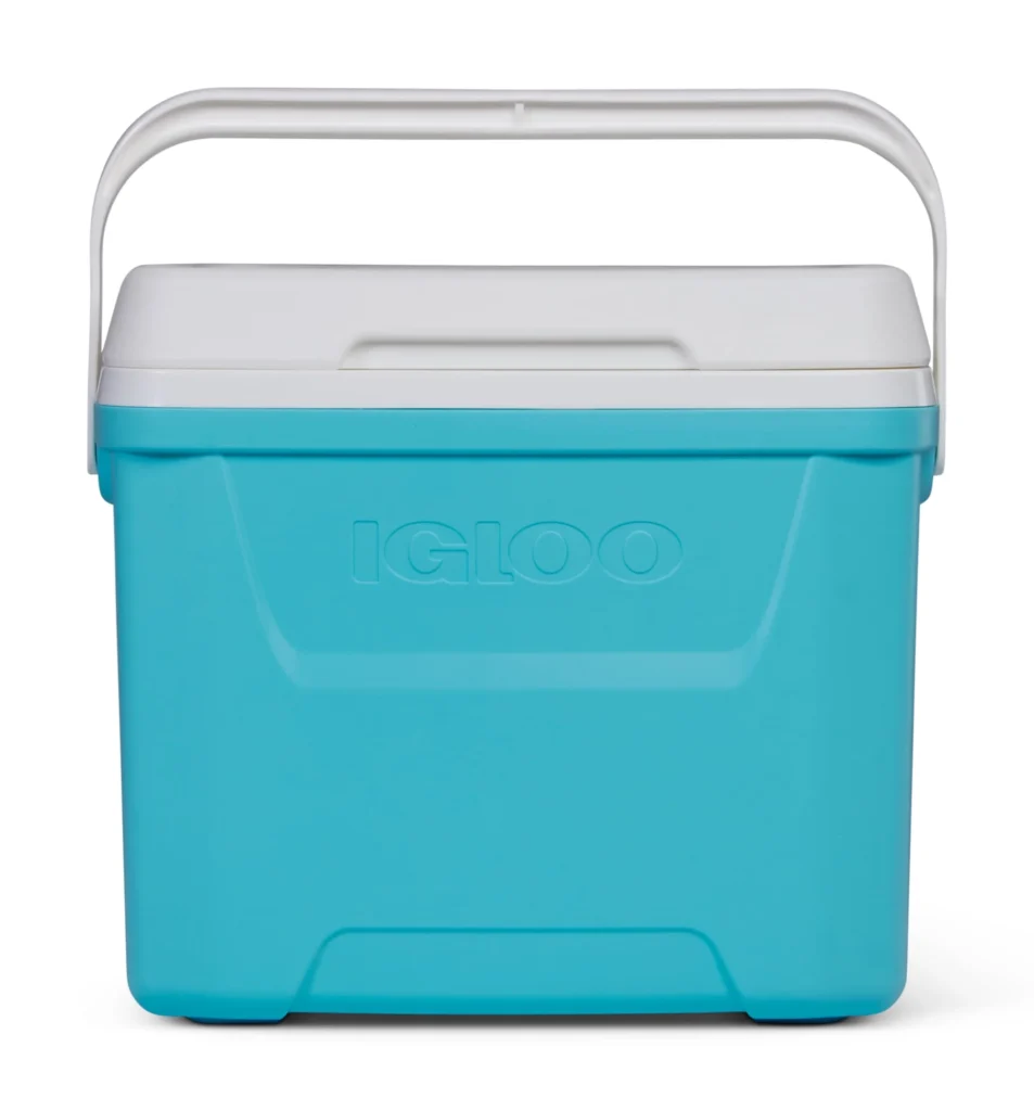 Igloo Laguna 28 QT Hard Sided Cooler – Aqua Blue & White β alternate angle showing full product