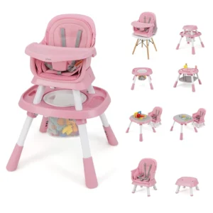 INFANS 8 1 Baby High Chair Convertible Highchair Babies Toddlers Infant Dining Booster Seat Building Block Table Kids Stool Table Chair Set Removable
