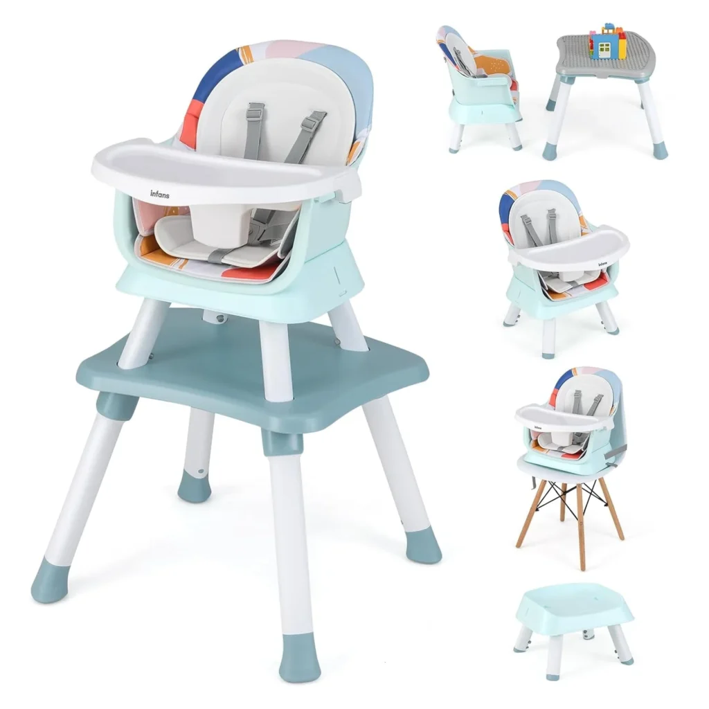 INFANS 8-in-1 Convertible High Chair – Booster & Block Table Set — alternate angle showing full product