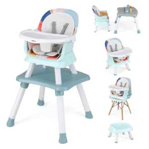 INFANS 8 1 Baby High Chair Convertible Highchair Babies Toddlers Infant Dining Booster Seat Building Block Table Kids Stool Table Chair Set Removable