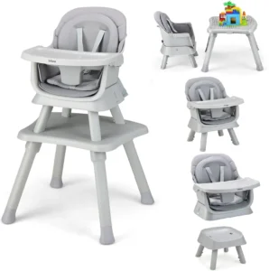 INFANS 8 1 Baby High Chair Convertible Highchair Babies Toddlers Infant Dining Booster Seat Building Block Table Kids Stool Table Chair Set Removable