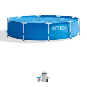 Intex 10ft x 30in Metal Frame Above Ground Swimming Pool Set with Filter Pump