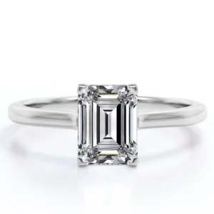 JeenMata 1 5 Carat Emerald Cut Moissanite Engagement Ring Bridal Ring Double Halo Ring Cluster Ring 18k White Gold Over Silver