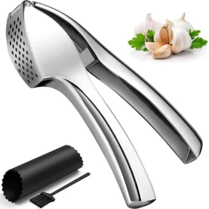 JEEXI Garlic Press Set Stainless Steel Mincer Premium Crusher Peeler Brush Set Professional Grade Easy Clean Dishwasher Safe Rust proof
