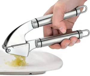 JEEXI Garlic Press Set Stainless Steel Mincer Premium Crusher Peeler Brush Set Professional Grade Easy Clean Dishwasher Safe Rust proof