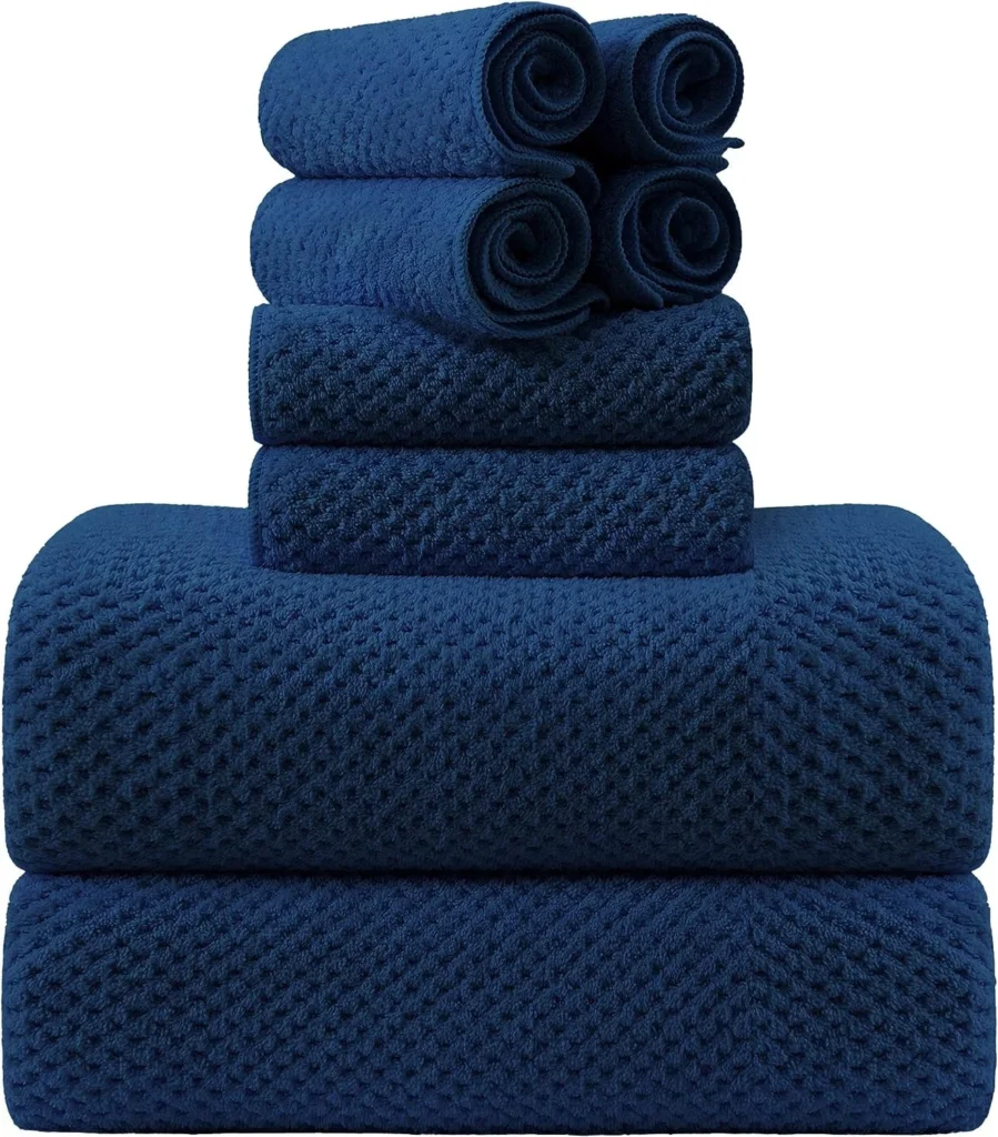 Jessy Home 2 Pack Navy Blue Corn Grain Hand Towels Set — close-up detail of design and finish