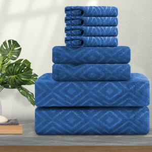 Jessy Home 2 Pack Navy Blue Corn Grain Hand Towels Set