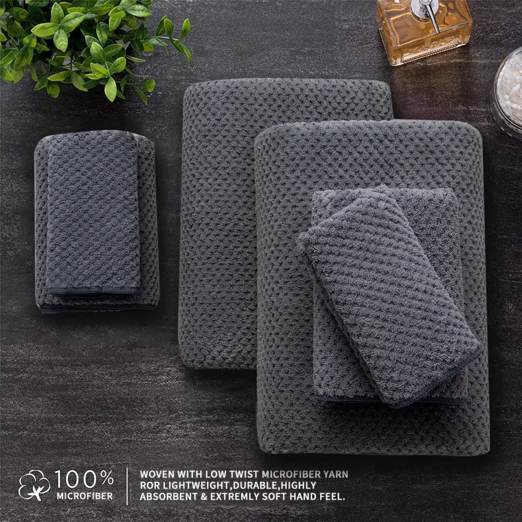 Jessy Home 6-Piece Plush Bath Towel Set – Soft Absorbent Gray β alternate angle showing full product