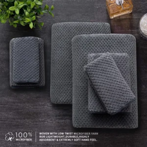 Jessy Home 6 Piece Light Gray Bath Towel Set Bathroom 2 Towels 2 Hand Washcloths Soft Plush Highly Absorbent Hotel Spa