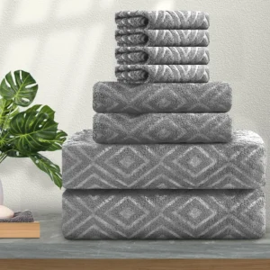 Jessy Home 6 Piece Light Gray Bath Towel Set Bathroom 2 Towels 2 Hand Washcloths Soft Plush Highly Absorbent Hotel Spa