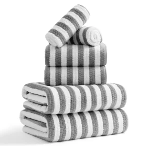 Jessy Home 6 Piece Light Gray Bath Towel Set Bathroom 2 Towels 2 Hand Washcloths Soft Plush Highly Absorbent Hotel Spa