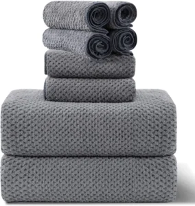 Jessy Home 6 Piece Light Gray Bath Towel Set Bathroom 2 Towels 2 Hand Washcloths Soft Plush Highly Absorbent Hotel Spa