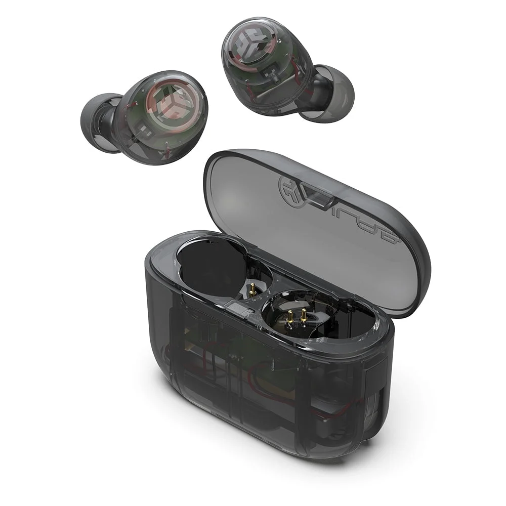 JLab Go Air Pop True Wireless Earbuds – Teal, Compact Design — close-up detail of design and finish