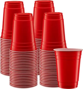 JOLLY CHEF 150 Pack 16 oz Disposable Plastic Cups Red Party Plastic Cups for Parties Picnics and BBQ