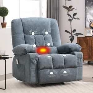 JONPONY Manual Recliner Chair Heat Therapy Massage Function Heavy Duty Reclining Mechanism Massage Chair Elderly Single Rocker Sofa Cup Holders Bedro
