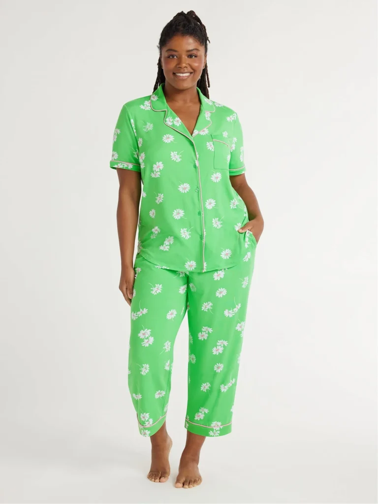 Joyspun Soft Jersey Notch Collar PJ Set – Matching Family Style — close-up detail of design and finish