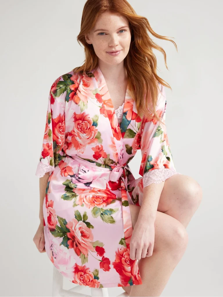 Joyspun Women’s Bridal Satin Robe – Inclusive Sizing XS-3X β close-up detail of design and finish