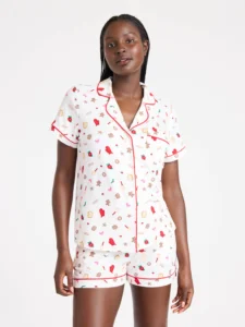 Joyspun Women s Dreamy Soft Collection Notch Collar Top and Shorts Pajama Set 2 Piece Sizes XS 3X