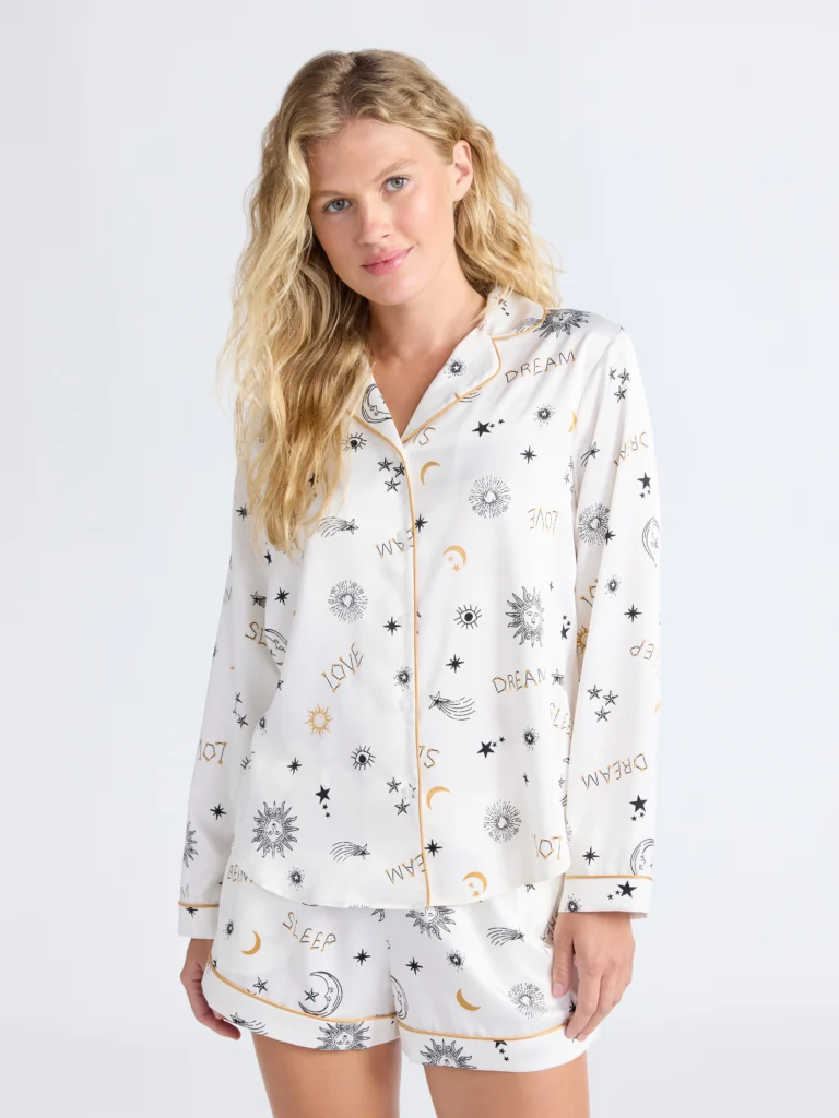 Joyspun Women’s Stretch Satin Pajama Set – Soft & Stylish Comfort — close-up detail of design and finish