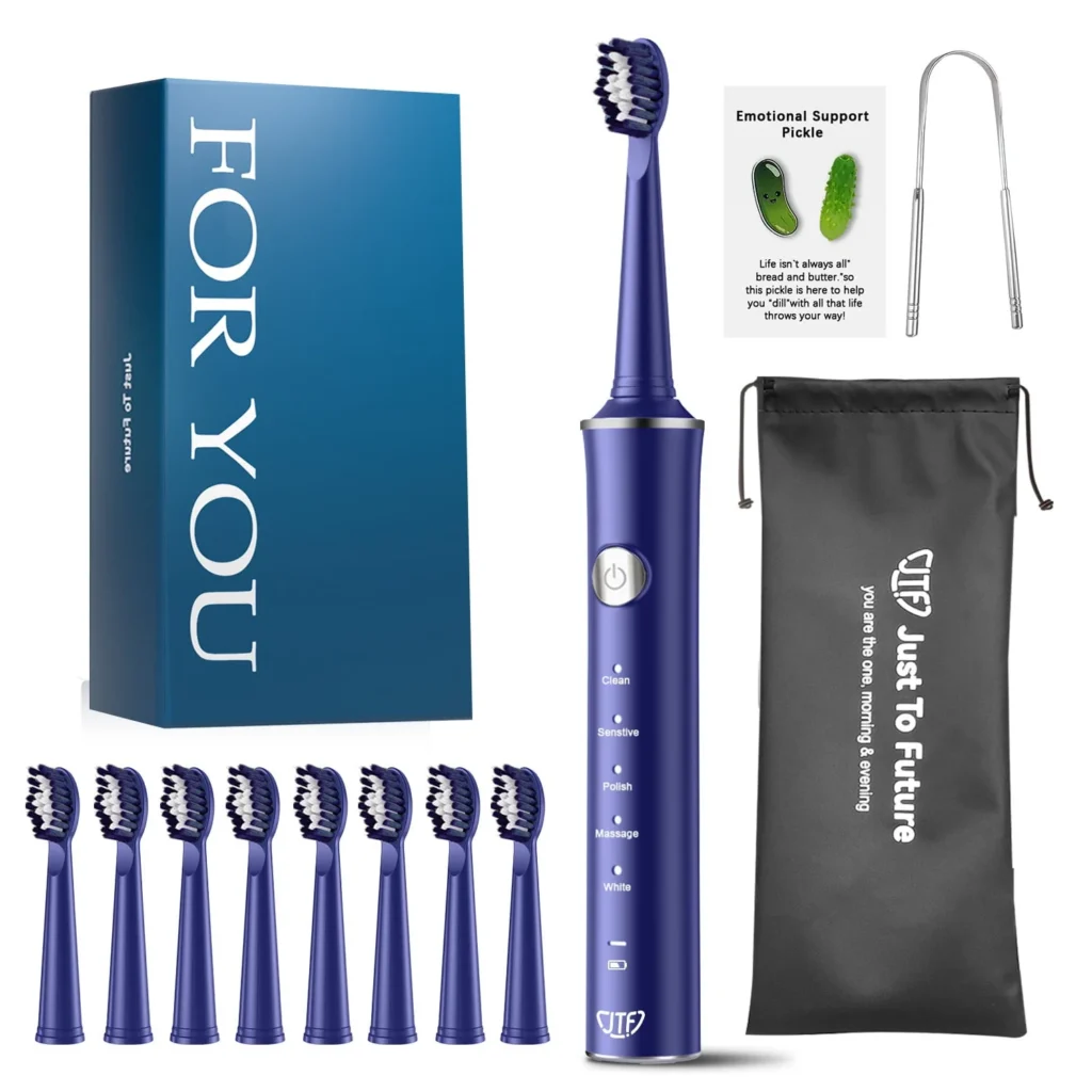 JTF Sonic Electric Toothbrush with 5 Modes – Family Pack & 6 Heads — close-up detail of design and finish