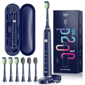JTF Sonic Electric Toothbrush for Women with Travel Case 5 Modes and 6 Brush Heads Pink