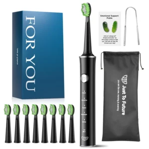 JTF Sonic Electric Toothbrush for Women with Travel Case 5 Modes and 6 Brush Heads Pink