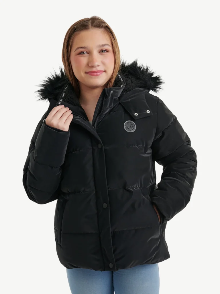 Justice Girls’ Matte Puffer Bomber Jacket – Stylish Warmth XS-XL — close-up detail of design and finish