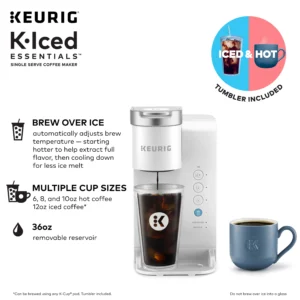 Keurig K Iced Essentials Iced and Hot Single Serve K Cup Pod Coffee Maker Black