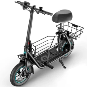 Kistp 550W Electric Scooter Seat Adult 12 inch Commuter Electric Scooter Pets Front Back Basket Pets Bigger Seat 20 Miles 18 6MPH