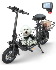 Kistp 550W Electric Scooter Seat Adult 12 inch Commuter Electric Scooter Pets Front Back Basket Pets Bigger Seat 20 Miles 18 6MPH