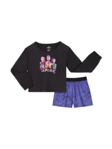 KPop Demon Hunters Girls Long Sleeve Sleep Top and Shorts Pajama Set 2 Piece Sizes 4 12
