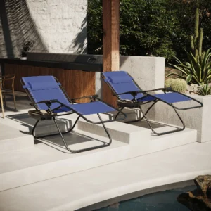 Lacoo Patio Zero Gravity Chair Textilene Fabric Pack of 2 Double Gray