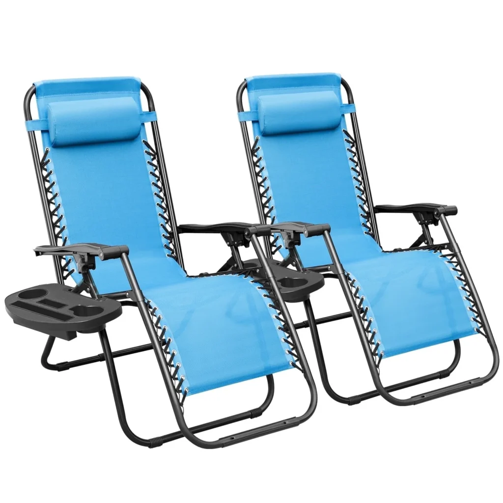 Lacoo Patio Zero Gravity Chair Textilene Fabric Pack of 2 Double Gray — close-up detail of design and finish