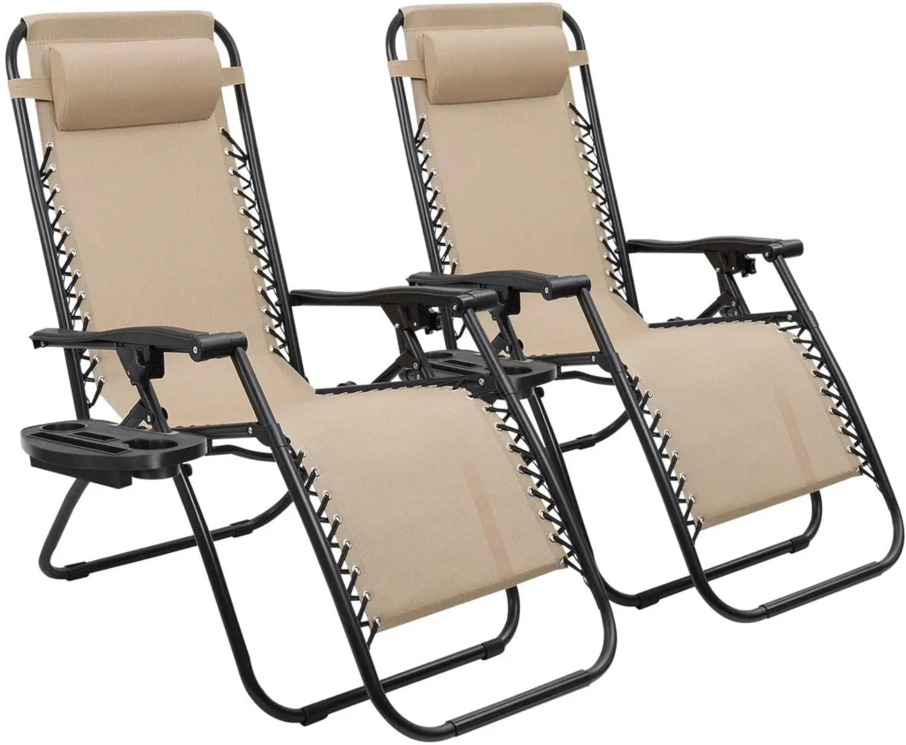 Lacoo Patio Zero Gravity Chair Textilene Fabric Pack of 2 Double Gray