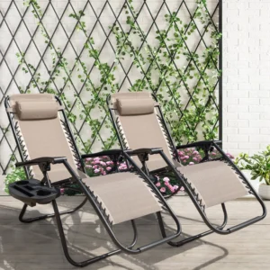 Lacoo Patio Zero Gravity Chair Textilene Fabric Pack of 2 Double Gray