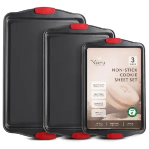 Large Baking Sheet Set 2 Pack Half Sheet Pan 17 7×12 2 Inch 0 8mm Heavy Duty Carbon Steel Nonstick Warp Resistant Cookie Sheet Baking Roasting Textur