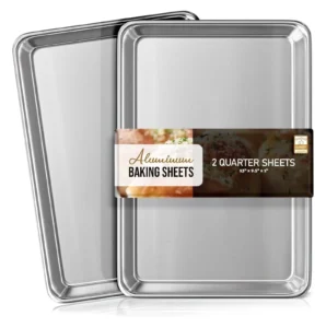 Large Baking Sheet Set 2 Pack Half Sheet Pan 17 7×12 2 Inch 0 8mm Heavy Duty Carbon Steel Nonstick Warp Resistant Cookie Sheet Baking Roasting Textur