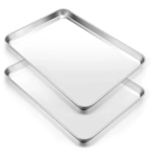 Large Baking Sheet Set 2 Pack Half Sheet Pan 17 7×12 2 Inch 0 8mm Heavy Duty Carbon Steel Nonstick Warp Resistant Cookie Sheet Baking Roasting Textur